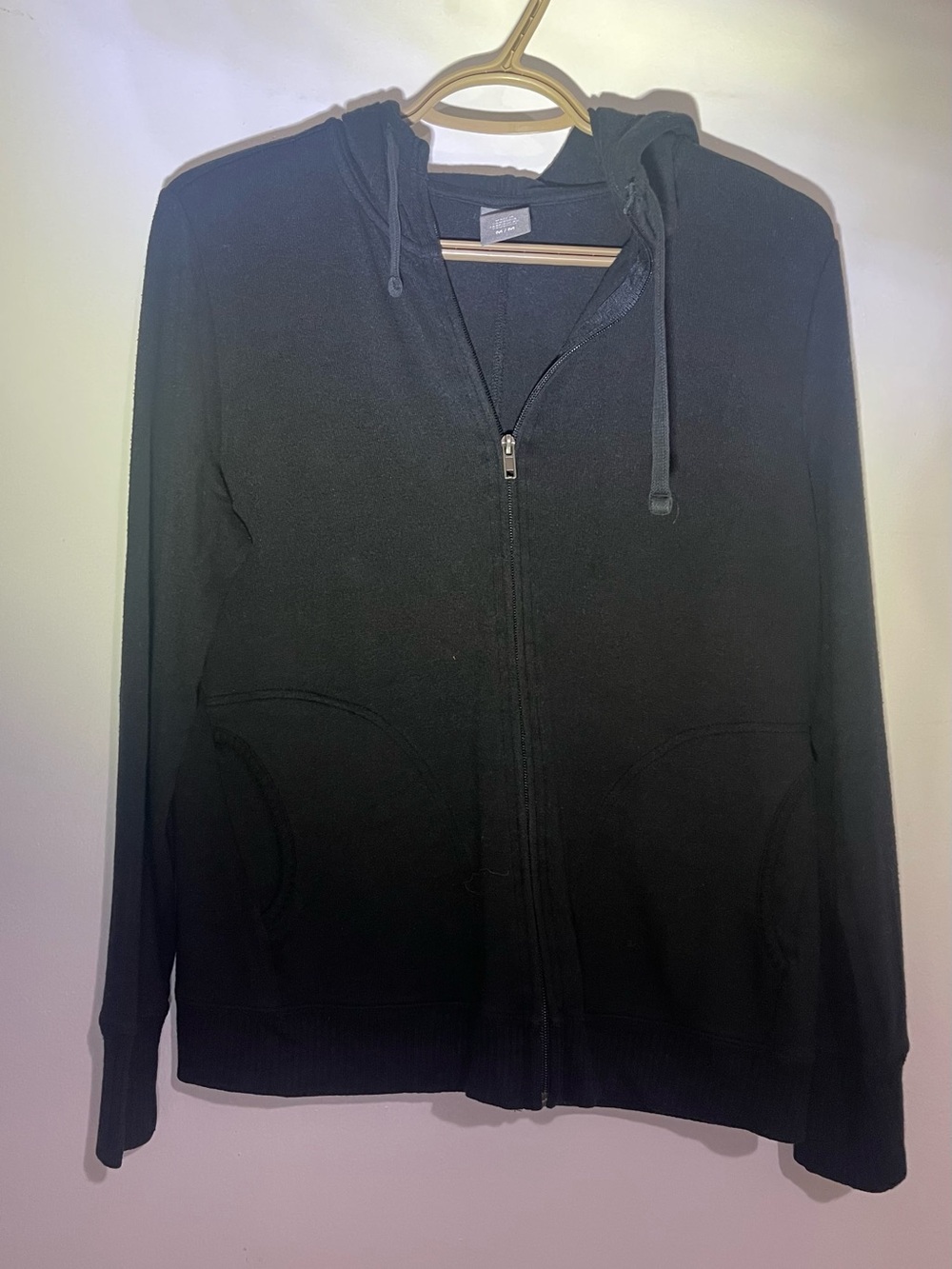 Joe Fresh Women's Black Zip-Up Hoodie Sweater